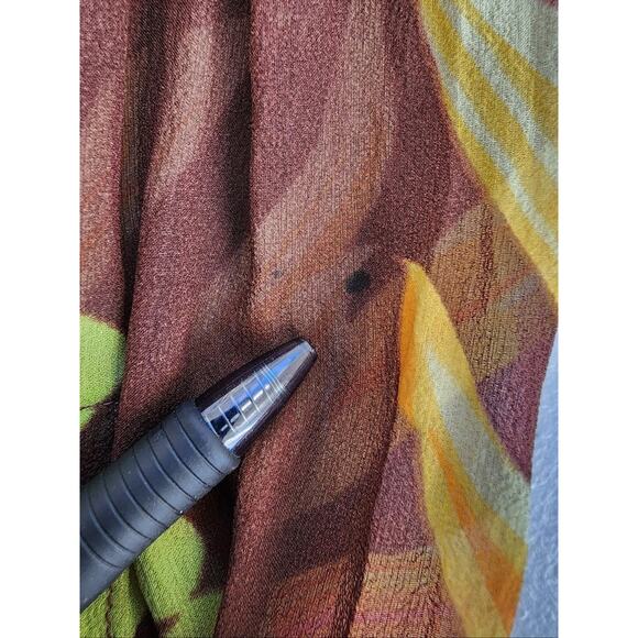 Body By Victoria Secrets Shirt Medium Brown Yellow Silk Floral Button Top Groovy - Picture 8 of 15